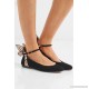 Chiara metallic leather-trimmed suede ballet flats