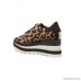 Elyse faux leather-trimmed leopard-print satin platform brogues