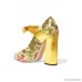Floral-print textured-leather pumps