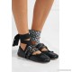 Lace-up leather ballet flats