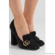 Marmont fringed logo and faux pearl-embellished suede pumps