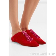 Medinana fringed suede collapsible-heel slippers
