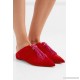 Medinana fringed suede collapsible-heel slippers 