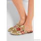 Princetown horsebit-detailed floral-print canvas slippers