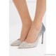Romy 100 glittered suede pumps