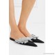 Slash sequin-embellished satin slippers 