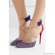 Suzanna 100 leather-trimmed glittered suede pumps