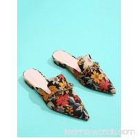 Bee Detail Calico Print Pointed Toe Flats