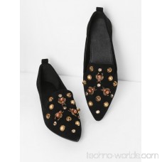 Faux Pearl Decorated Pointed Toe Flats