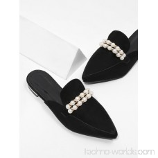 Faux Pearl Decorated Pointed Toe Flats