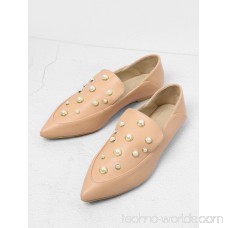 Pointed Toe PU Flats With Faux Pearl
