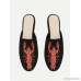 Shrimp Embroidery Flat Mules